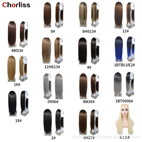 Wholesale 24''Ombre Long Straight Blonde Black Blue U Part Half Wig for Full Head Synthetic Hair Wigs For Woman